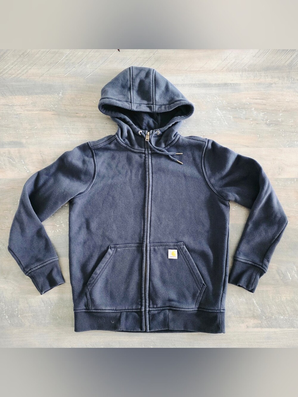 Carhartt Navy Zip-Up Hooded Work Jacket